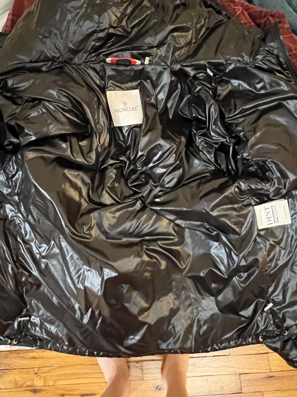 Moncler Lafond Black Nylon Down Jacket Men's Size 2 Hooded Glossy Puffer Jacket - product detail image 15