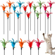 15 Pcs Cat Wand Toy Feather Stick Cat Toy Bulk Feather Toys and Teaser