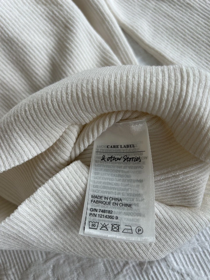 And Other Stories Los Angeles Atelier Collared Short 3/4 Sleeved Top S Ribbed - Image 4 of 4