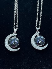 Moon Shaped Zodiac Sign Necklace Horoscope Astrological Pendant - Lot of 2