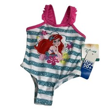 Disney The Little Mermaid Girls Infant Swimsuit Sz 18 Months UPF 50 Green Pink
