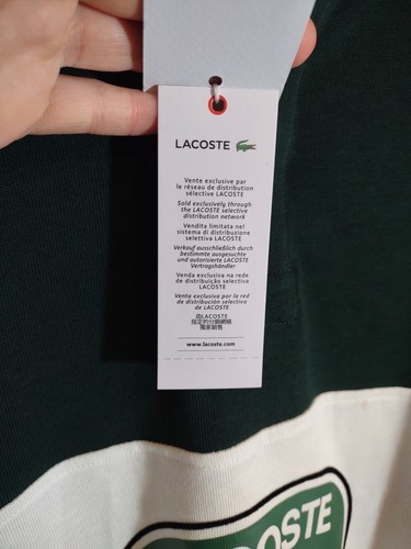 Lacoste Rugby Polo Shirt Mens XXL Green White Long Sleeve Loose Fit 100% Cotton - Picture 8 of 13