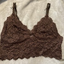 Vintage Cabernet Sheer Brown Lace Mesh Cami Size L Cropped Bows Adj. Straps