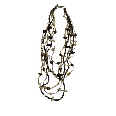 Handmade Multi-Layer Beaded Necklace With Natural Stones & Wooden Beads