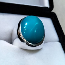 Real Nishapuri Feroza Stone Natural Turquoise Ring Sterling Handmade Silver 925