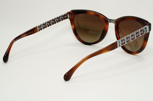 Chanel Sunglasses Polarized Brown Gradient Silver Leather Chain 5361-Q c.1575/S9 - Picture 8 of 12