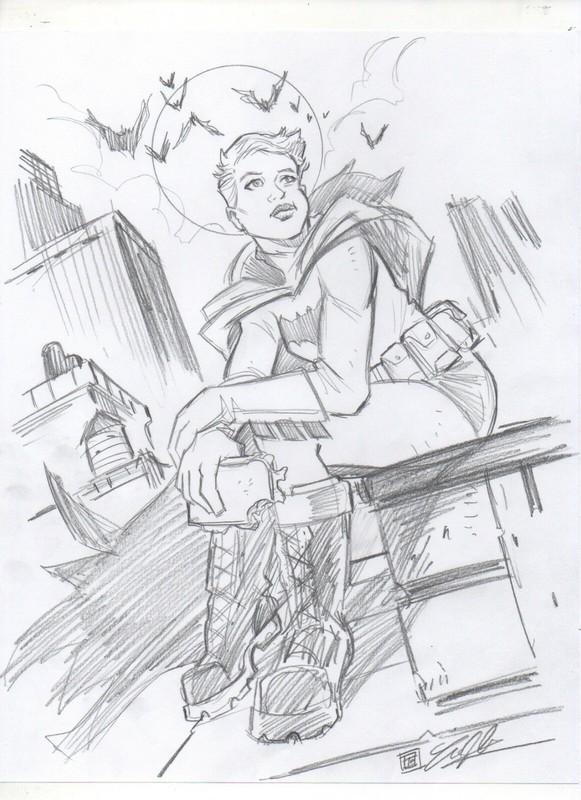 Batman Dark Knight Carrie Kelley ORIGINAL PENCIL SKETCH by Tim Shinn