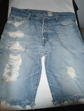 VTG.MEN DISTRESSED LEVI 501XX CUT OFF JEANS SHORTS,BUTTON FLY,WAIST 37,INSEAM 12