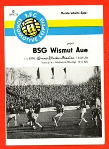 Programm DDR Oberliga 1977/78 BSG Chemie Böhlen Lok Leipzig