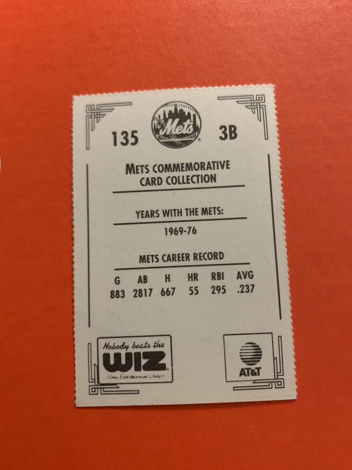 WAYNE GARRETT SIGNED 1991 NEW YORK METS WIZ SGA BASEBALL CARD #135 AUTOGRAPH - Image 2 of 2