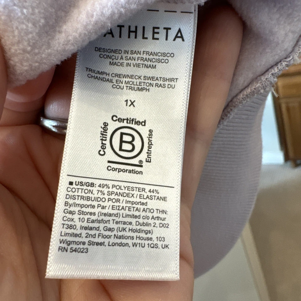 ¡BONITO! Sudadera ATHLETA Mujer 1X Lavanda Triumph Cuello Redondo Cremallera Bolsillo Foto 3 de 4