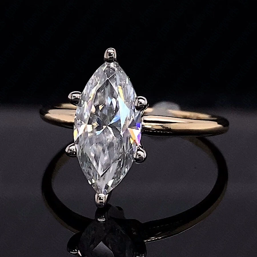 2.25Ct IGI F VS1 Marquise Lab Grown Diamond Engagement Ring In 14K Two-Tone Gold - Image 2 of 4