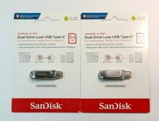 2 PACK SanDisk Ultra Dual Drive Luxe 64GB USB Type-C Flash Drive