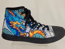 RAAD Shoes High Top Sneakers Blue Japanese Dragon Sneakers Men 9.5 Womens 11