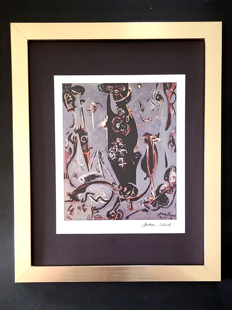 Jackson Pollock CHROME Ver.100％ & 400％ JACKSON POLLOCK + SIGNED VINTAGE PRINT WITH NEW FRAME + BUY IT NOW
