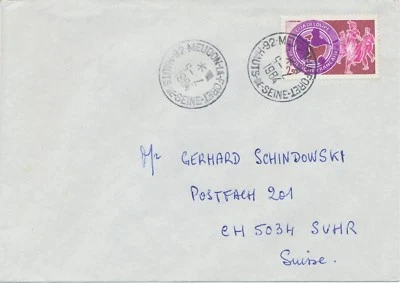 FRANKREICH 1984 K1 „92 MEUDON-LA-FORET / HAUTS-DE-SEINE“ KOPFSTEHENDES DATUM - Bild 1 von 3