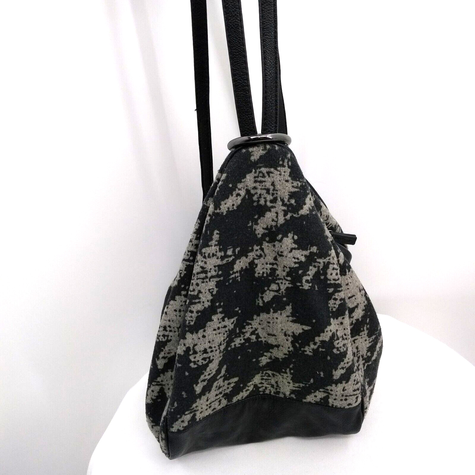 Echo Handbag Backpack Gray Black Houndstooth Flan… - image 1