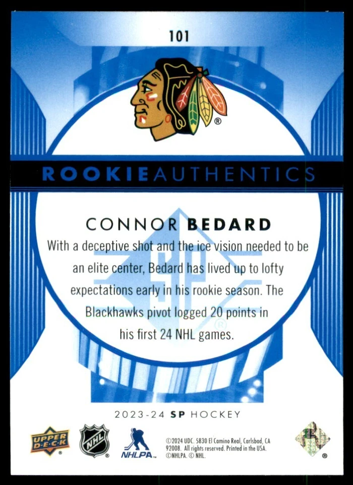 2023-24 UD SP Hockey Blue Rookie Authentics - Pick From List - U Pick - RC - Image 2 of 2