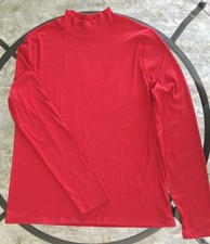 NOBO Long Sleeved Red Ribbed Mock Neck Knit Tee Shirt Womens Size XXL 16 NWT
