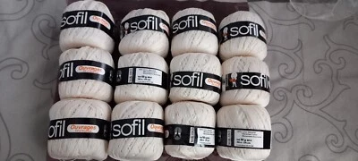 Lot de 12 pelotes vintages de coton SOFIL Tourcoing blanc cassé neuves - Photo 1/2