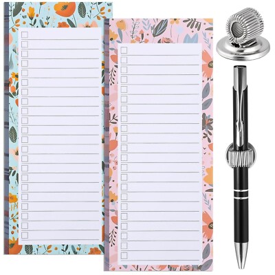 2x Magnetischer Einkaufslistenblock Notizblock 100 Abreißseiten & 1 Magnetstift Clip Ho