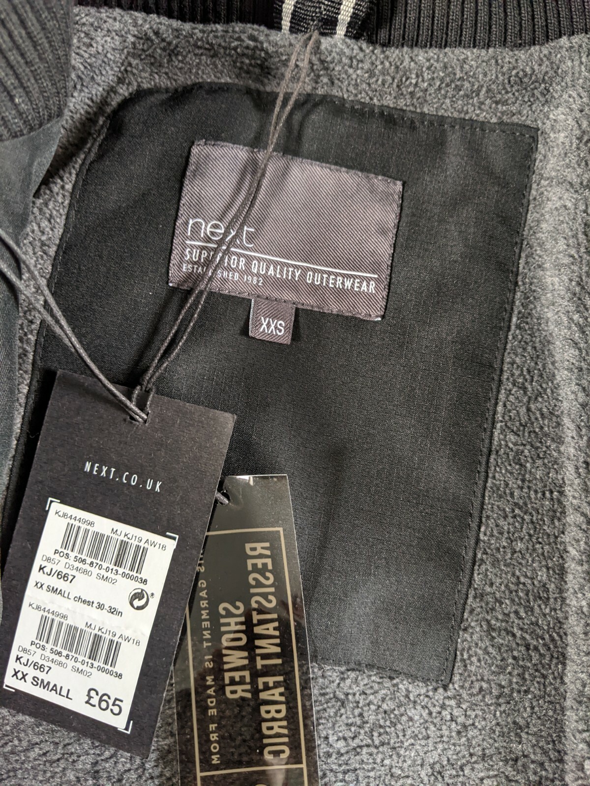 NEXT Mens Black Jacket - XXS - Superdry Style Windcheater - RRP £65 image 5