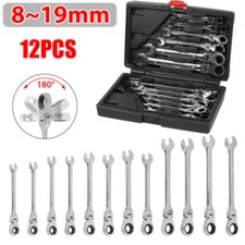 12pcs 8-19mm Flexible Ratchet Spanner Set Ratcheting Wrench Spanners Flexi Head