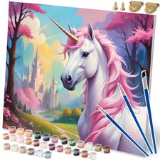 MASSIDO Malen nach Zahlen 40X50 cm Einhorn Leinwand Malen Kinder Erwachsene