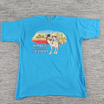 Vintage 90s Egypt Tourism Pyramids Camel Sphinx Shirt Size Large Made In Egypt
