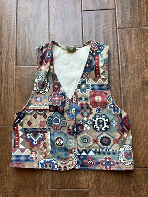 VTG Willowbend Women's Vest Medium Floral Abstract Retro Boho Hippie Made In USA
