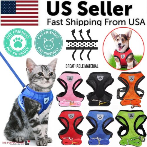 Cat Dog Pet Harness Adjustable Control Vest Dogs Reflective S M L XL Leash - Afbeelding 1 van 28