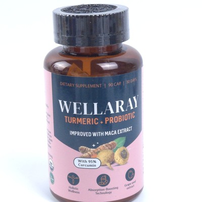 Wellaray Turmeric + Probiotic 90 Capsules  EXP : 07/ 2026