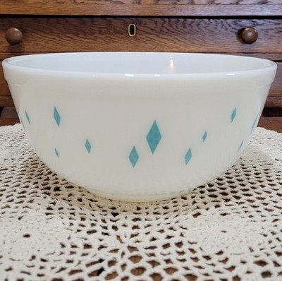 Turquoise Diamond 1950s Pyrex Rare Promo Bowl Dainty Maids Unmarked