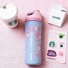 Starbucks X Owala 2026 Sakura Limited Insulated Water Bottle 24oz Blue-pink Base