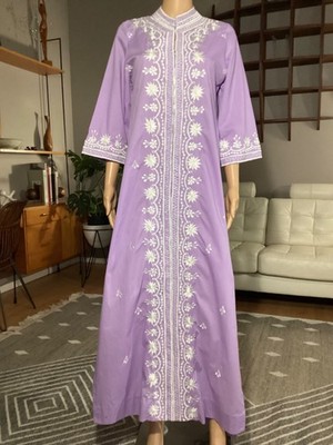 Vintage ethnic Filipino Embroidered Purple Maxi Dress Hippie Boho | eBay