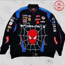 Vintage Spiderman Black Cotton Bomber Jacket ...