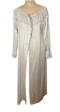 Vtg 1970s White Nylon Lace Semi Sheer Robe Suzy Star Cottagecore Sz 13
