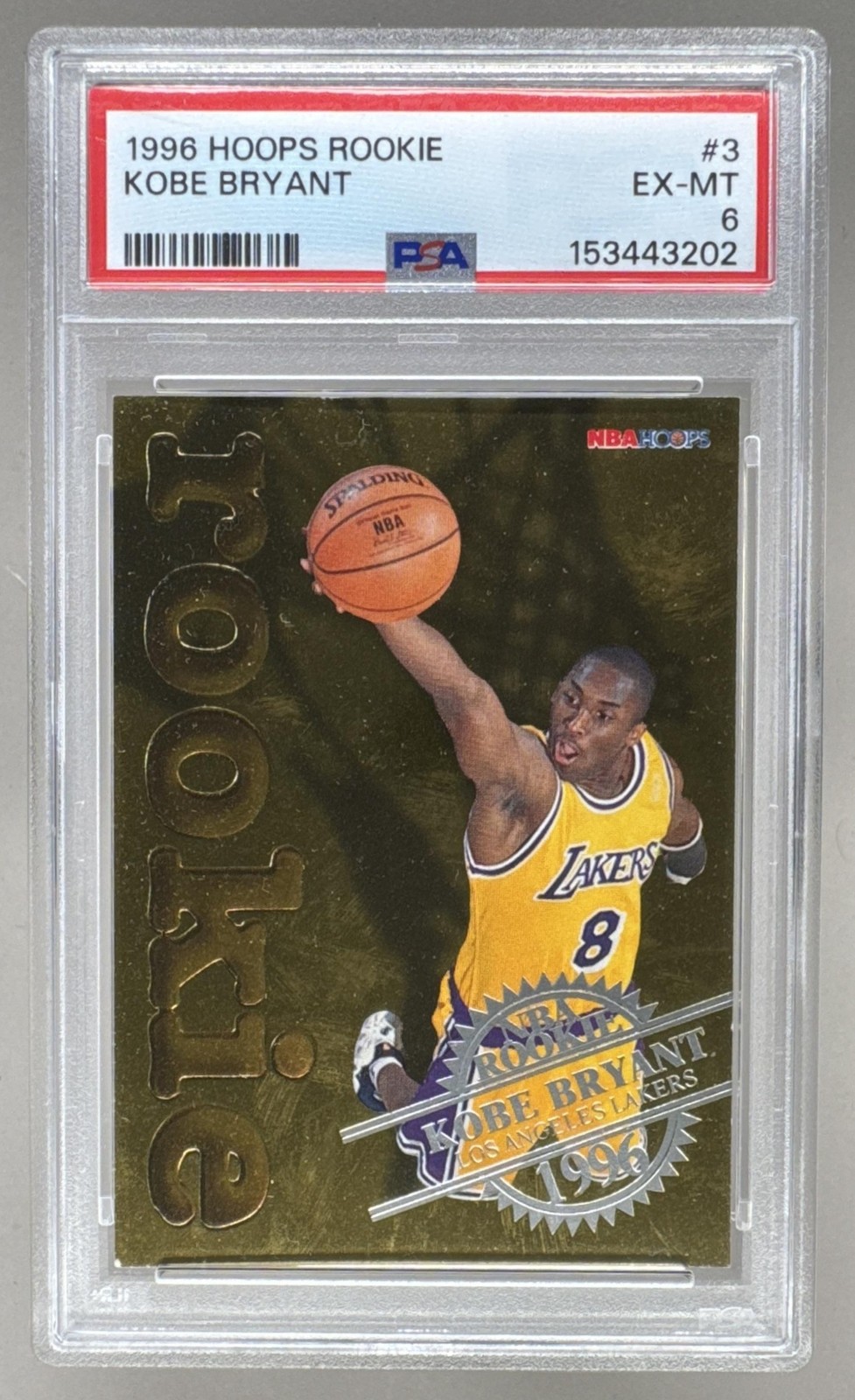 153443202 Kobe Bryant 1996 Hoops #3 Rookies Rookie RC PSA 6