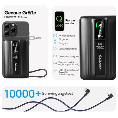 22,5W Mag/Safe Magnetische Wireless Powerbank 50000mAh PD für iPhone 16/15/14/13