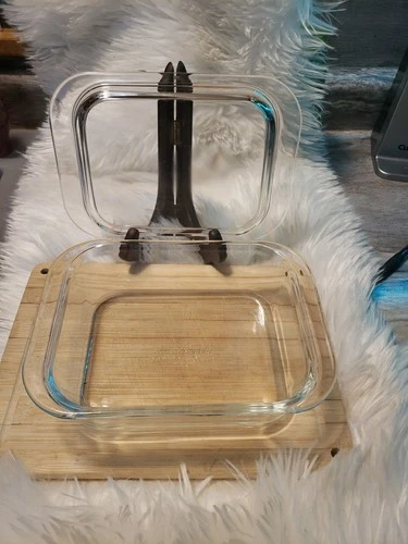 VTG PYREX Corning Clear Glass Refrigerator Dish 603-B 1.2L With 603-C Lid. EC