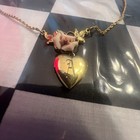 1928 Gold Tone Necklace With Heart Pendant “A” , Flower — photo 2