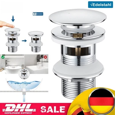AURALUM Ablaufventil Abfluss POP UP Waschbecken Ablaufgarnitur mit Überlauf Waschtisch