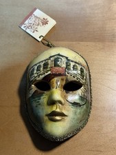 Hand Painted Venetian Mask Signed Venezia Italy Artisan Wall Decor w/ Tag