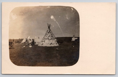#ad Sioux Tepee Dakota Plains Chief Old Bull RPPC Native American Camp Wagon Photo $68.75