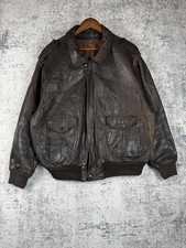 Vintage Schott A-2 Leather Flying Jacket Mens Brown Bomber USA Flight Aviator