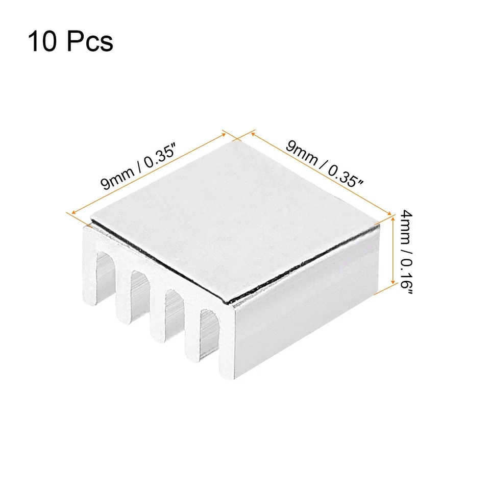 10 Stück Elektronische Kühlermodulkühler Aluminium Kühlkörper 9x9x4mm Silber Ton - Bild 2 von 4