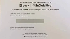 InQuizitive Student Registration Access Code for Gateways to Art: Un - VERY GOOD