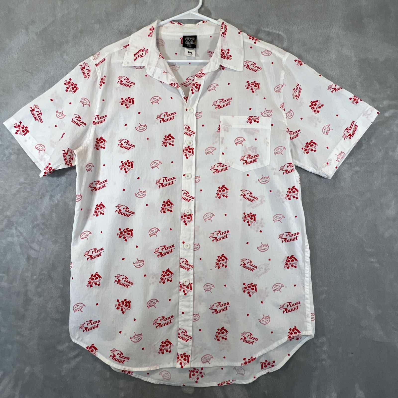 Disney Toy Story Pizza Planet Button-up Short Sleeve Shirt M