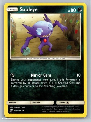 Sableye 133/236 Cosmic Eclipse Pokemon Card Darkness Type Mirror Gem Counter