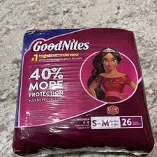 Goodnites Bedtime Underwear 26 Count-Size S-M fits 4-8 38-65lbs New 2018